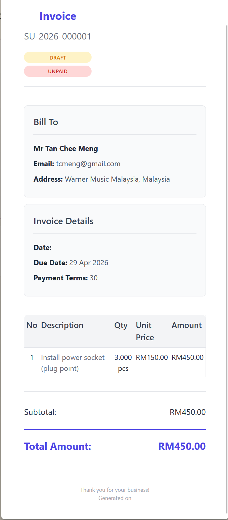 Invois mudah dihantar melalui telefon